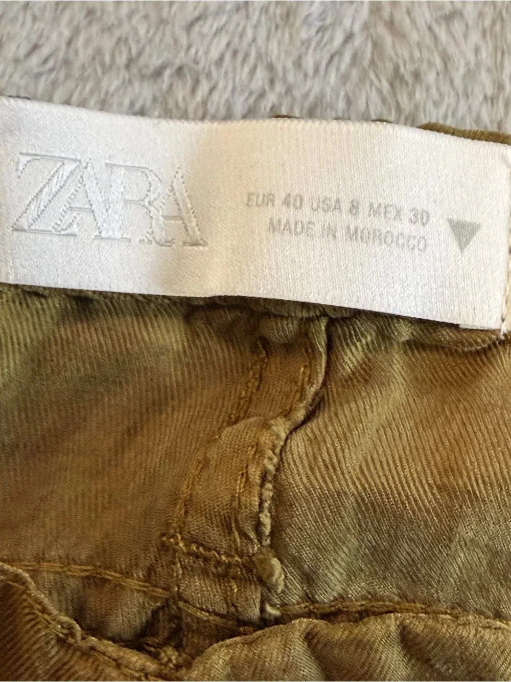 Zara NWT 100% Linen Olive Drawstring Wide Leg Pants Size 8